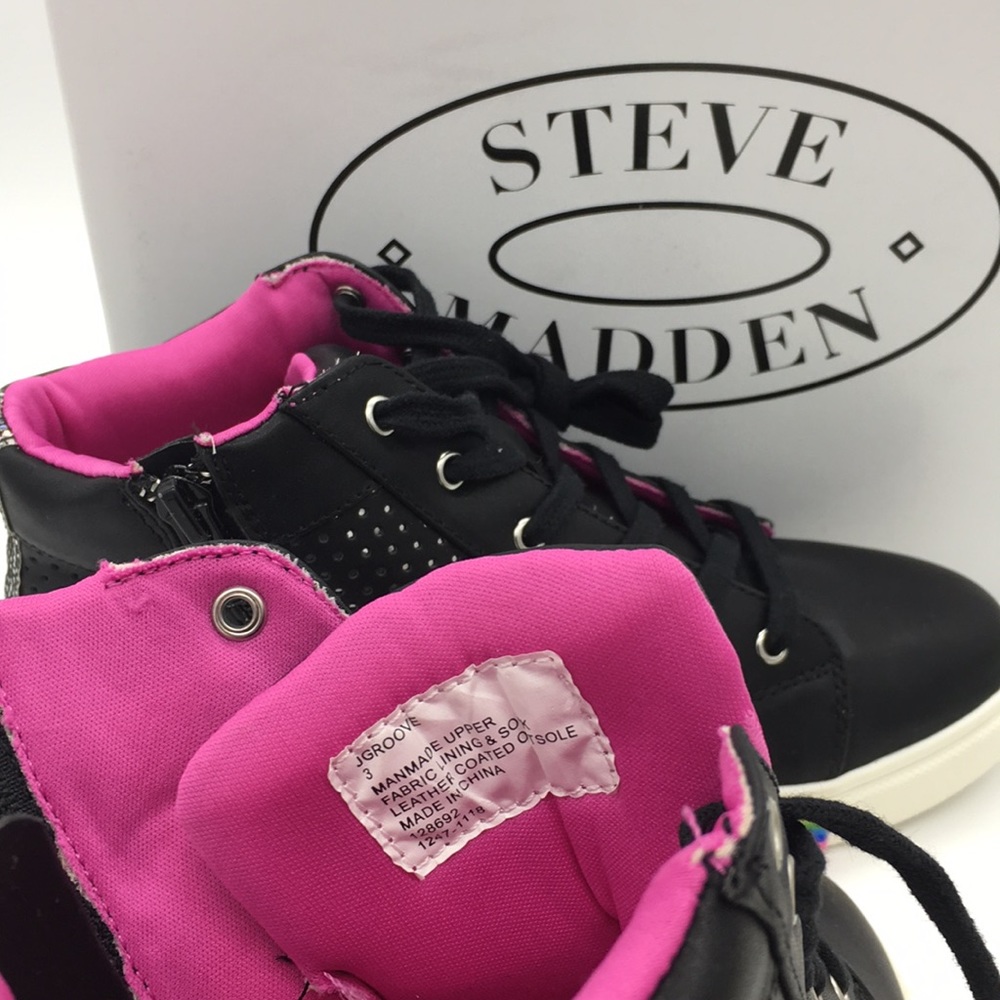 🛍NWT Steve Madden Girl's JGroove Black/Multi Sole - Picture 8 of 8